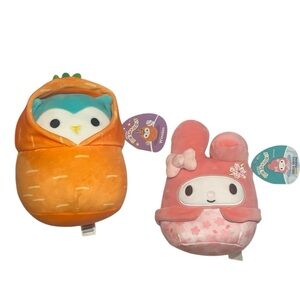 Squishmallows Winston Carrot Owl & Melody Hello Kitty